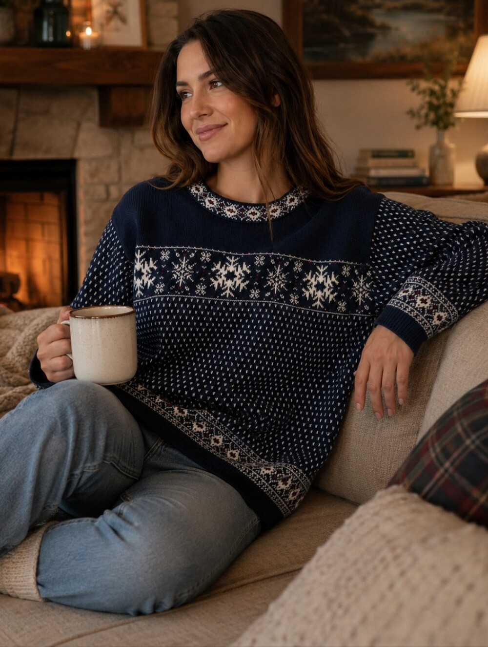 Vtg 90s National Wildlife Federation Sweater L Nordic Fair Isle Scandinavian